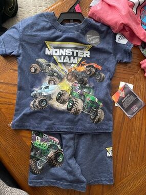 Monster Jam Navy Boys' Monster Truck Tee & Shorts Set